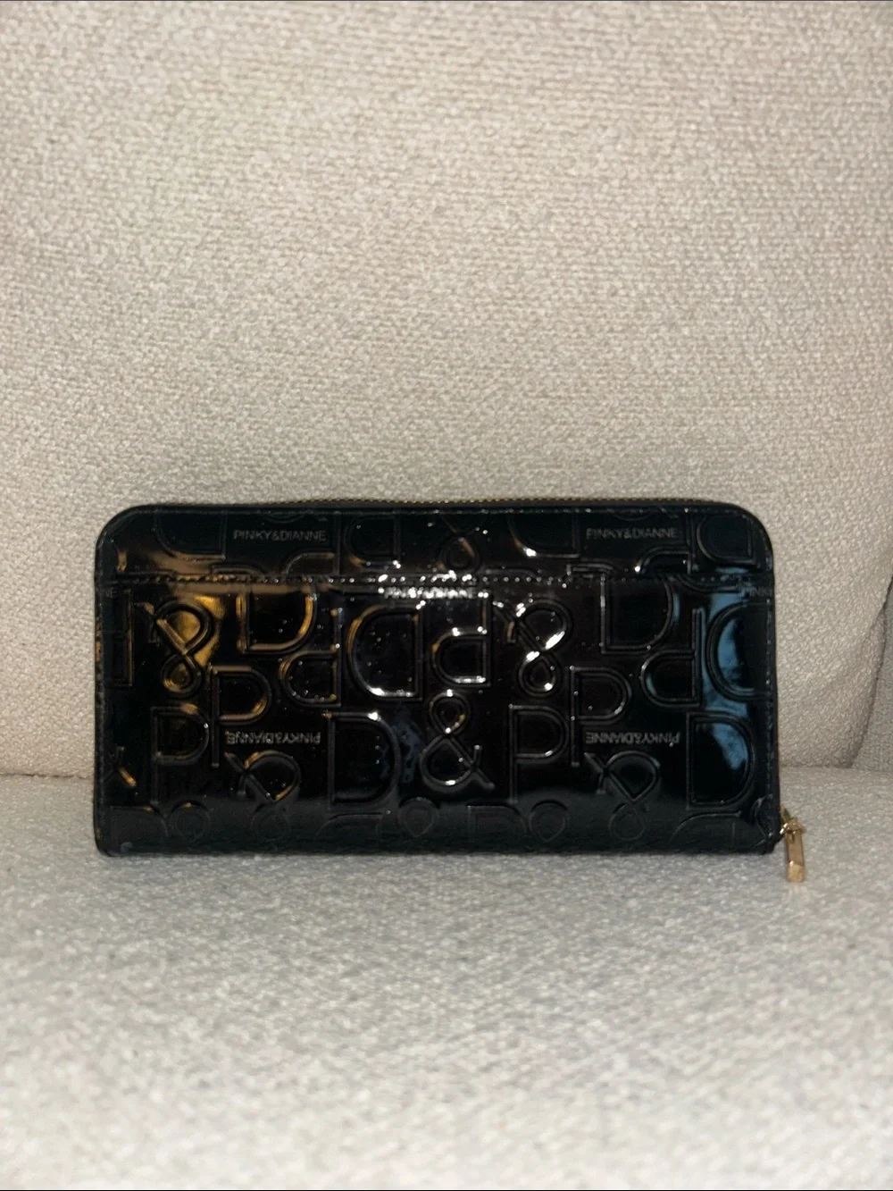 Pinky & Dianne Black Patent Zip-Around Wallet